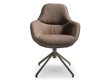 MINA - Trestle-based swivel fabric chair with armrests by Christine Kröncke Interior Design - view 2